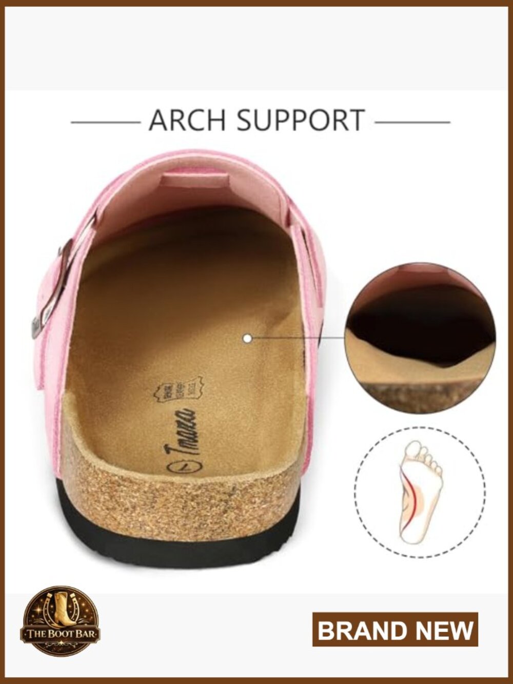 Memory Foam Orthopedic Clogs - Arch Support Cork Footbed - Closed Toe - - Picture 5 of 7
